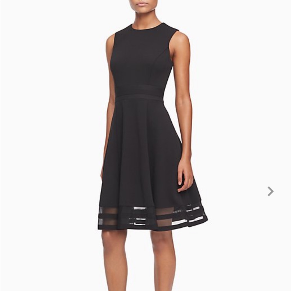 Calvin Klein Illusion Stripe Fit + Flare Dress